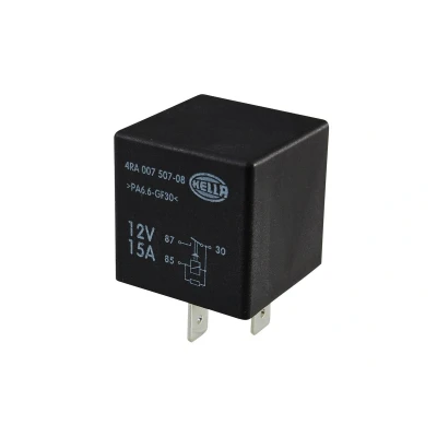 Image of 1J0906381A Relay, main current HELLA 4RA 007 507 081 4 pin connector VOLKSWAGEN: Transporter 4, Polo IV Hatchback, Golf 5, SKODA: Fabia I Hatchback