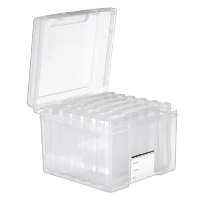 Image of MATANA 2 5&quot;x7&quot; Clear Photo Storage Box &amp; Crafts Organisers, Including 12 Cases Labels For 1200 Family Photos, Memories, Stationary, Arts, Toys, Garden Seeds (Clear, Pack)