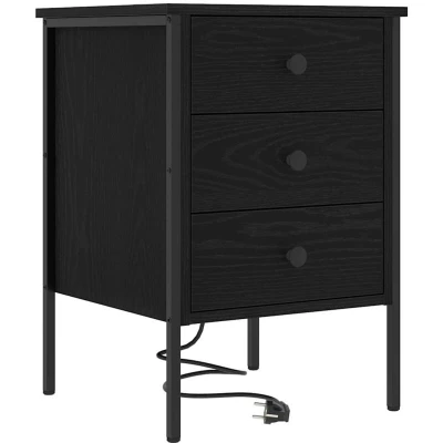 Image of Bedside Cabinet Black oak 42 x 41 61 cm Engineered wood vidaXL