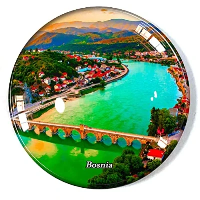 Image of Bosnia Fridge Magnet Refrigerator Freezer Souvenir Decoration Sticker Glass Crafts