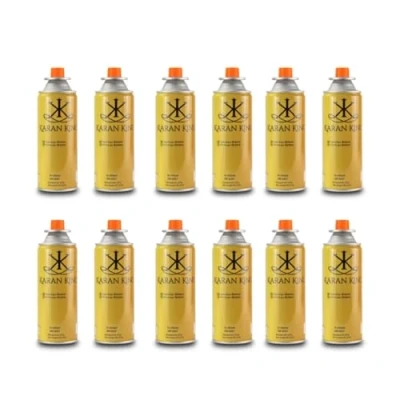 Image of KARAN KING Butane Gas Bottles Canisters for Camping Heater, Cooker, BBQ (Pack of 12)