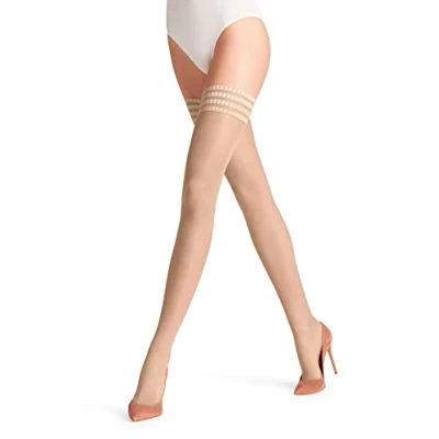 Image of FALKE Women&#039;s Pure Matt 20 DEN W STU Sheer Plain 1 Pair Stay Ups, Skin colour (Cocoon 4859) new eco friendly, M