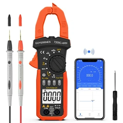 Image of Digital Clamp Meter,GR 7200C APP DC AC Amp Meter TRMS 4000counts,Auto ranging Bluetooth Connect for Volt Amps Ohm Temp Measurement,Continuity Capacitance Resistance Frequency Diode Test.