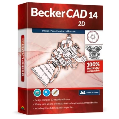 Image of BeckerCAD 14 2D CAD software compatible with AutoCAD and Windows 11, 10, 8 7 for home design, architecture, engineering more