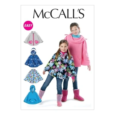 Image of McCall&#039;s Patterns M6431 Size CZ Medium Large Extra Children&#039;s/ Girls&#039; Ponchos, Pack of 1, White