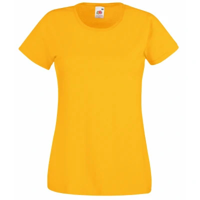 Image of Fruit Of the Loom Ladies/Womens Lady Fit Valueweight Short Sleeve T Shirt (Pack 5) (Sunflower) Yellow Cotton Size Large