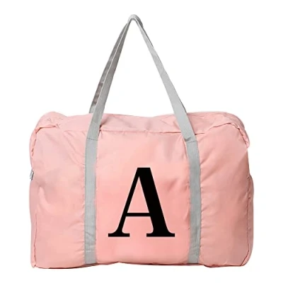 Image of Black Initial Letter Printed Cabin Bag 45x36x20 for Easyjet Airlines Underseat Travel Holdall Carry on Hand Luggage Weekend Packable Duffel Bag,Sports Fitness (Black A)