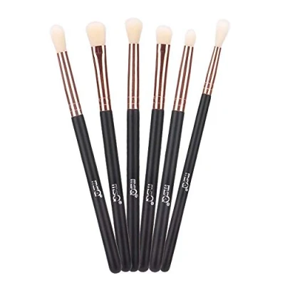 Image of MSQ Eyeshadow Brushes Makeup Rose Gold Eyebrow with Synthetic Hairs, Wooden Handle for Eyeshadow, Eyebrow, Blending, Concealer 6pcs