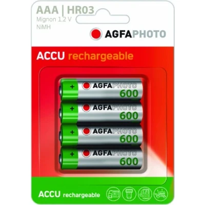 Image of AgfaPhoto Batteries Rechargeable AAA 600 mAh Pack Of 4 READY TO USE