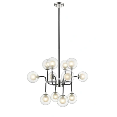 Image of Remy 12 Light Pendant Ceiling Chrome Black