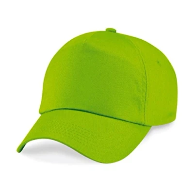 Image of Beechfield 5 panel unlined cotton cap in Lime green