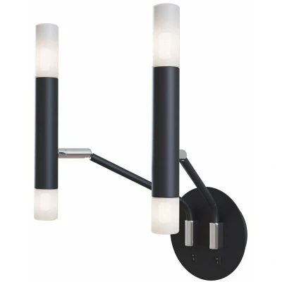 Image of Vigo Modern Candle Wall Lamp Black, Glass Matt White Shade