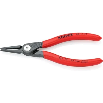 Image of Knipex Precision Circlip Pliers for internal circlips in bore holes grey atramentized, with non slip plastic coating 140 mm 48 11 J1