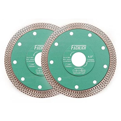 Image of FACHLICH Diamond Porcelain Cutting Discs 2PK 115mm Ceramic Saw Blade 4.5 Inch Super Thin X Mesh Turbo for Tile Marble