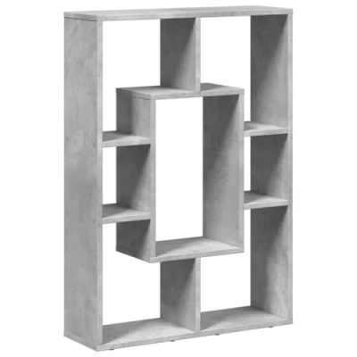 Image of vidaXL Bookcase Bookshelf Rack Storage Cabinet Concrete Grey Freestanding Engineered Wood 63x20x90 cm