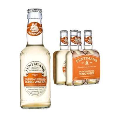Image of Fentimans Valencian Orange Tonic Water Botanically Brewed Drink Exquisitely Crafted and Refreshing Soft Drinks Gluten Free Vegan Friendly 4 x 200 ml Bottles