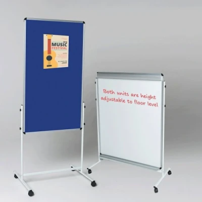 Image of Wonderwall Height Adjustable Mobile Combination Notice Board with a Magnetic Whiteboard Flipchart Easel on The Reverse (H) 120 x (W) 70cm