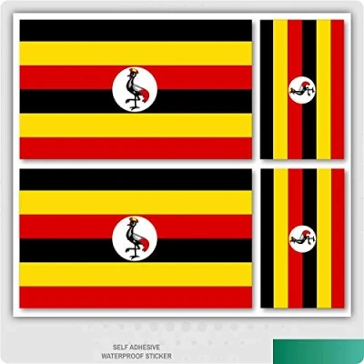 Image of Landing Designs 4 x Ugandan/Uganda Flag Vinyl Car Van iPad Laptop Sticker