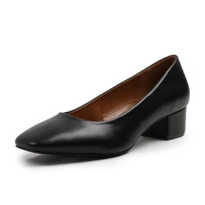 Image of Where&#039;s That From Wheres Womens &#039;Seattle&#039; Wide Fit Low Block Heel With Square Toe Black Size 4 (UK Shoe)
