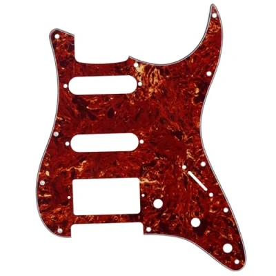 Image of Musiclily HSS 11 Hole Guitar Strat Pickguard for Fender USA/Mexican Made Standard Stratocaster Modern Style, 4Ply Vintage Tortoise