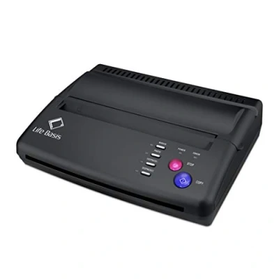 Image of LifeBasis Tattoo Transfer Stencil Machine, Thermal Printer Copier Machine for Temporary and Permanent Tattoos with 10pcs Paper (Black)