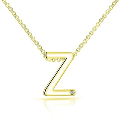 Image of Philip Jones Gold Plated Initial Necklaces A to Z Created with Zircondia® Crystals (Z)