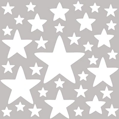 Image of PREMYO Set of 36 Star Wall Stickers Kids Nursery Decor Easy to Apply Decals for Bedrooms Girls Boys White