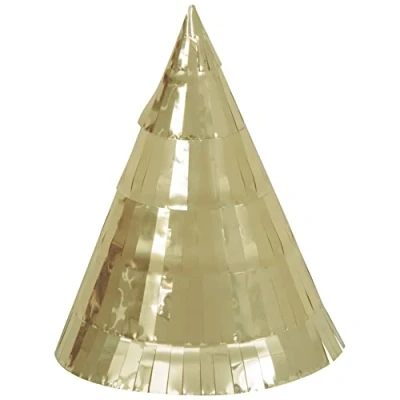 Image of Unique 48016 baby Mini Gold Foil Fringe Party Hats 4 Count (Pack of 1), One Size