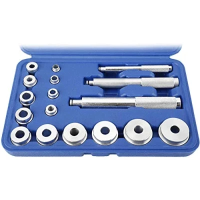 Image of 17 Piece Aluminium Wheel Bush Bearing Race &amp; Seal Driver Set Car Garage Tool Kit with Blue Case