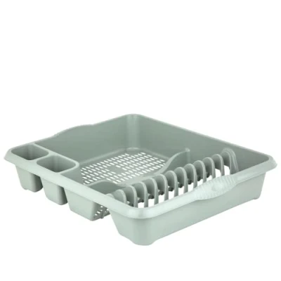 Image of M1SS Plastic Large Dish Drainer Dishes, Plates, Cups, Cutlery Holder Rack Draining Board Drying Tray Racks Kitchen Sink FOR Daily use Silver Sage (Large)