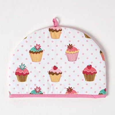 Image of HOMESCAPES Double Design Tea Cosy Cup Cakes Muff Teapot Warmer 100% Cotton