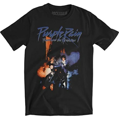 Image of Rockoff Trade Men&#039;s Prince Purple Rain T Shirt, Black (Black Black), Small
