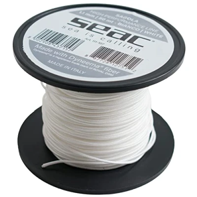 Image of SEAC Unisex&#039;s Dyneema for Spearfishing, 50 mt, Waxed White, Ø1.1mm