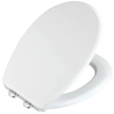 Image of Mass Dynamic White Toilet Seat with Soft Close Seat, One Button Quick Release for Easy Cleaning, Top Fix Standard O Shape (460mm x 370mm)