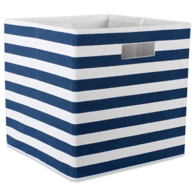 Image of DII Polyester Cube Storage Collection Collapsible Hard Sided Bin, 13x13x13&quot;, Nautical Blue