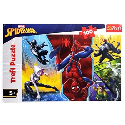 Image of Trefl 16347 Verkehrt herum, Marvel Spiderman 100 Teile, für Kinder ab 5 Jahren Puzzles, Coloured