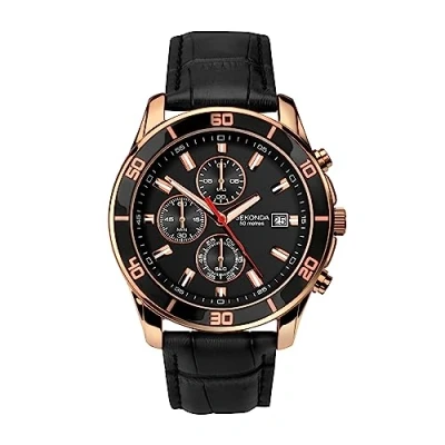 Image of Sekonda Men&#039;s Quartz Watch with Black Dial Chronograph Display and Leather Strap 1051.27