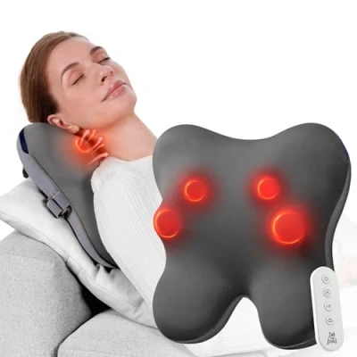 Image of BOB and BRAD Back Massager with Heat Remote, EZBack Plus Neck for Pain Relief Deep Tissue, Electric Shiatsu 3D Kneading Massage Pillow 3 Level Neck, Back, Shoulders, Ideal Gifts