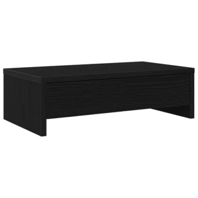 Image of vidaXL Monitor Stand with Drawers Black Oak Look 50 x 27 15 cm Riser Desk Top Shelf