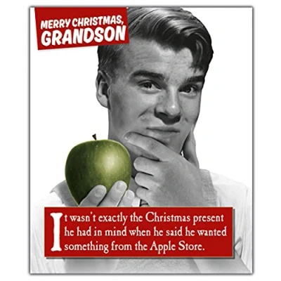 Image of Grandson Christmas Card, Funny Card Grandson, Xmas For Him Funny, Cards