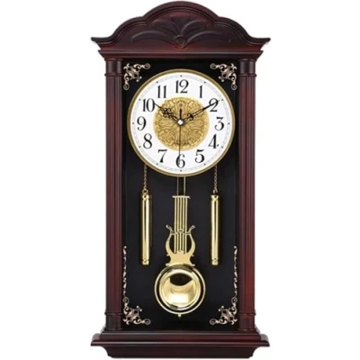 Image of XIAGJAO Wall Clocks Wood Clock with Chime Pendulum Traditional Clock, Silent Classic Chiming Swinging