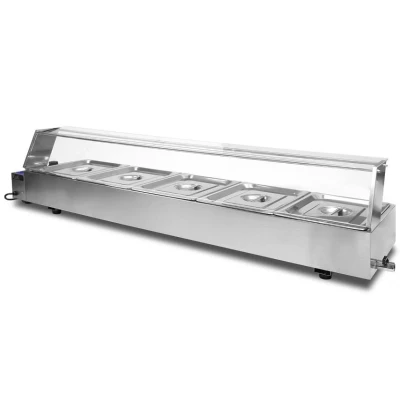Image of KuKoo Wet Well Catering Bain Marie Food Warmer Display / 5 Pan 1/2 GN, 1.5kW, Stainless Steel