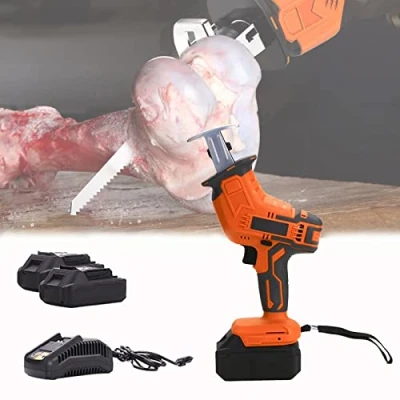 Image of Bone Saw Cordless, Electric Butchers for Commercial Home, Professional Handheld, Battery Powered, Multifunctional Machine Frozen Meat Pork Fish Ribs (Combo : 2 Battery+2 Sawtooth)