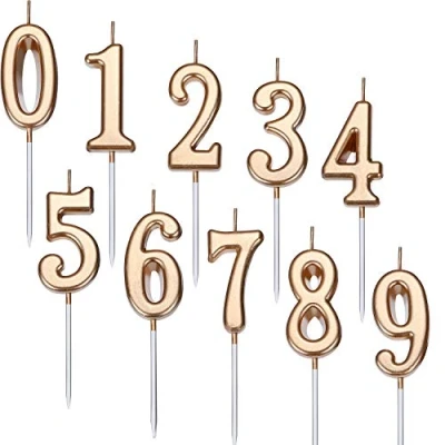 Image of Yaomiao 10 Pieces Birthday Numeral Candles Cake Number 0 9 Glitter Topper Decoration for Party Favor (Champagne Gold)