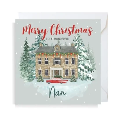 Image of Second Ave Nan Christmas House Square Xmas Holiday Festive Greetings Card