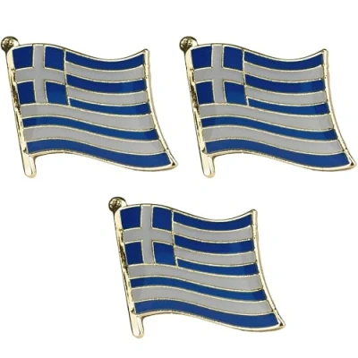 Image of 3 X Greece Greek National Flag Metal Enamel Pin Badge Lapel
