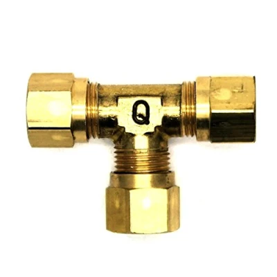 Image of British Made 8mm Equal T Brass Compression Fitting