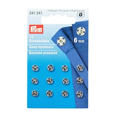 Image of Prym Sew On Snap Fasteners Brass Silver col 7 mm
