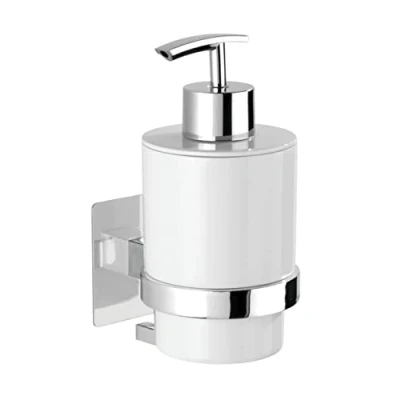 Image of WENKO Turbo Loc® Quadro soap dispenser mounting without drilling, liquid capacity: 0.25 l, plastic (ABS), 7 x 15 9.5 cm, chrome