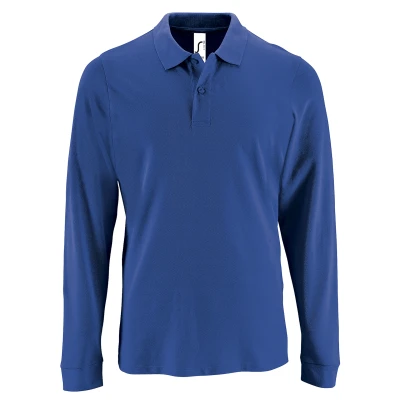 Image of SOLS Mens Perfect Long Sleeve Pique Polo Shirt (Royal Blue) Cotton Size 2XL